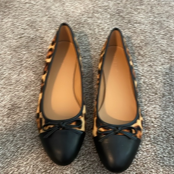 J. Crew Leopard Print Cap Toe Ballet Flats w/ Bows - Picture 2 of 4